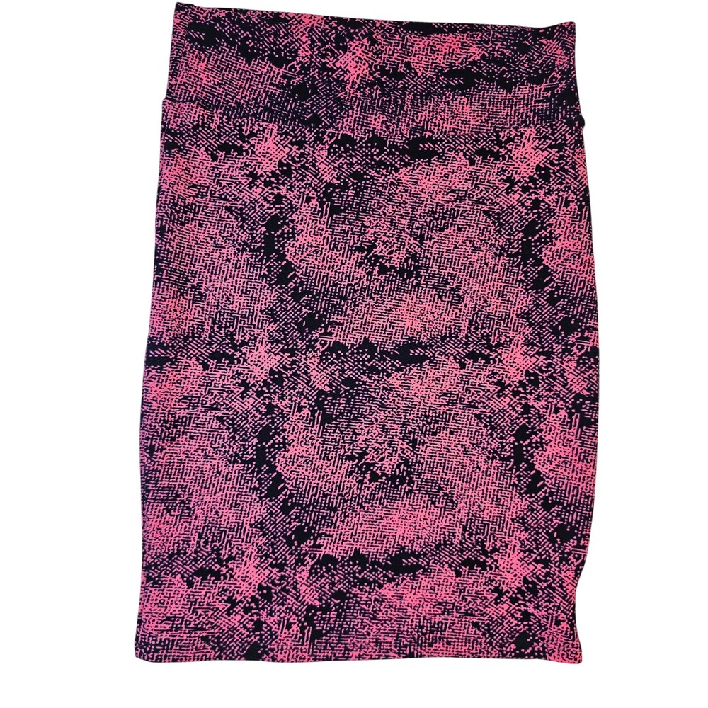 LuLaRoe Cassie Pencil Skirt Mens Medium Pink Black Abstract Print Knee Length